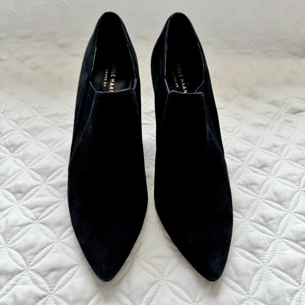 Cole Haan Allaire Shootie II Pointed Toe Suede Heeled Ankle Bootie Black Sz 9.5 - Picture 4 of 10